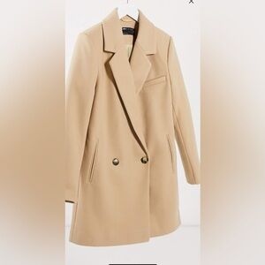 Elegant Tan Double-Breasted Women's Coat